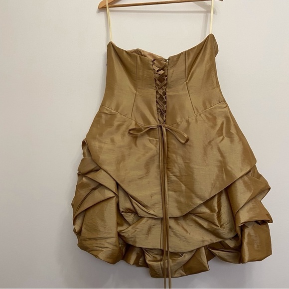 Anaïs Design gold strapless dress ballon pleated woven prom jewels corset 12 14 - Picture 4 of 16